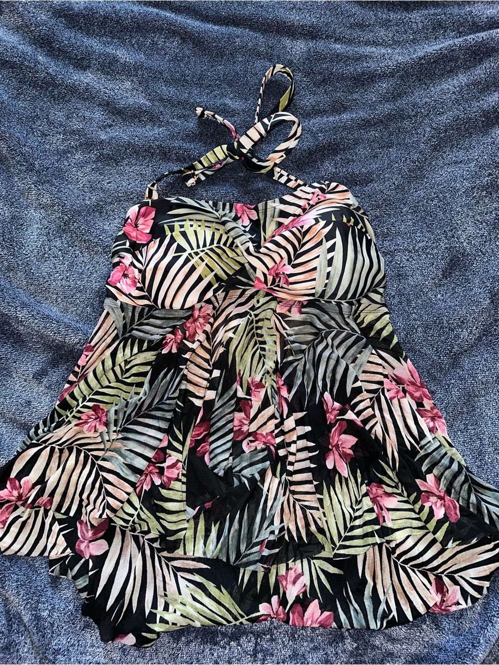 Tropical halter swimsuit top